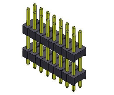 TIPO dual de la INMERSIÓN de la fila de Pin Header 1000MΩ 2.54m m - 2 *2 PIN To 2*40PIN H=2.54MM