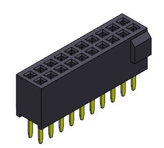 Tipo recto del jefe de la fila dual femenina del conector 1.27m m con el topetón 2*3 PIN To 2*50PIN H=4.40mm