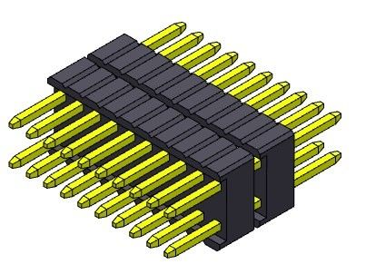 Tipo recto 1.27*2.54m m 2*2 PIN To 1*40PIN SQ0.46mm de la pila dual de la fila de Pin Header Connector 1.27m m Serise