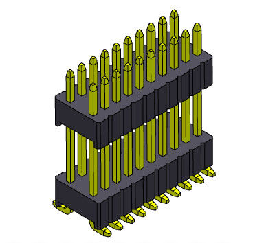 tipo recto de SMT de la fila de 1.27*2.54m m de la pila femenina doble del jefe - 2 *3 PIN To 2*40PIN SQ0.46mm