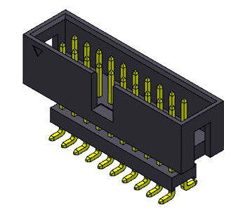 La fila dual de 2*3-2*32 Pin Box Header 2.54m m elevó el tipo de la inmersión de SMT