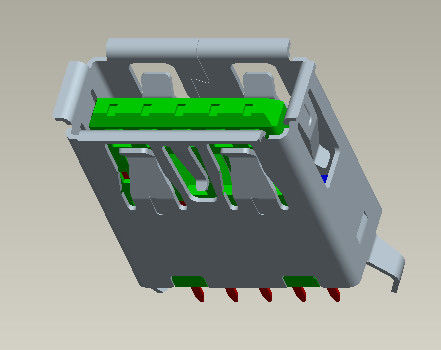 L tipo tipo vertical femenino del Usb 3,0 A de 13.7m m de la inmersión 180° del conector