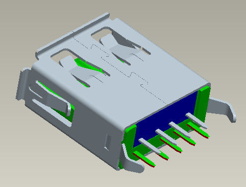 L tipo tipo vertical femenino del Usb 3,0 A de 13.7m m de la inmersión 180° del conector